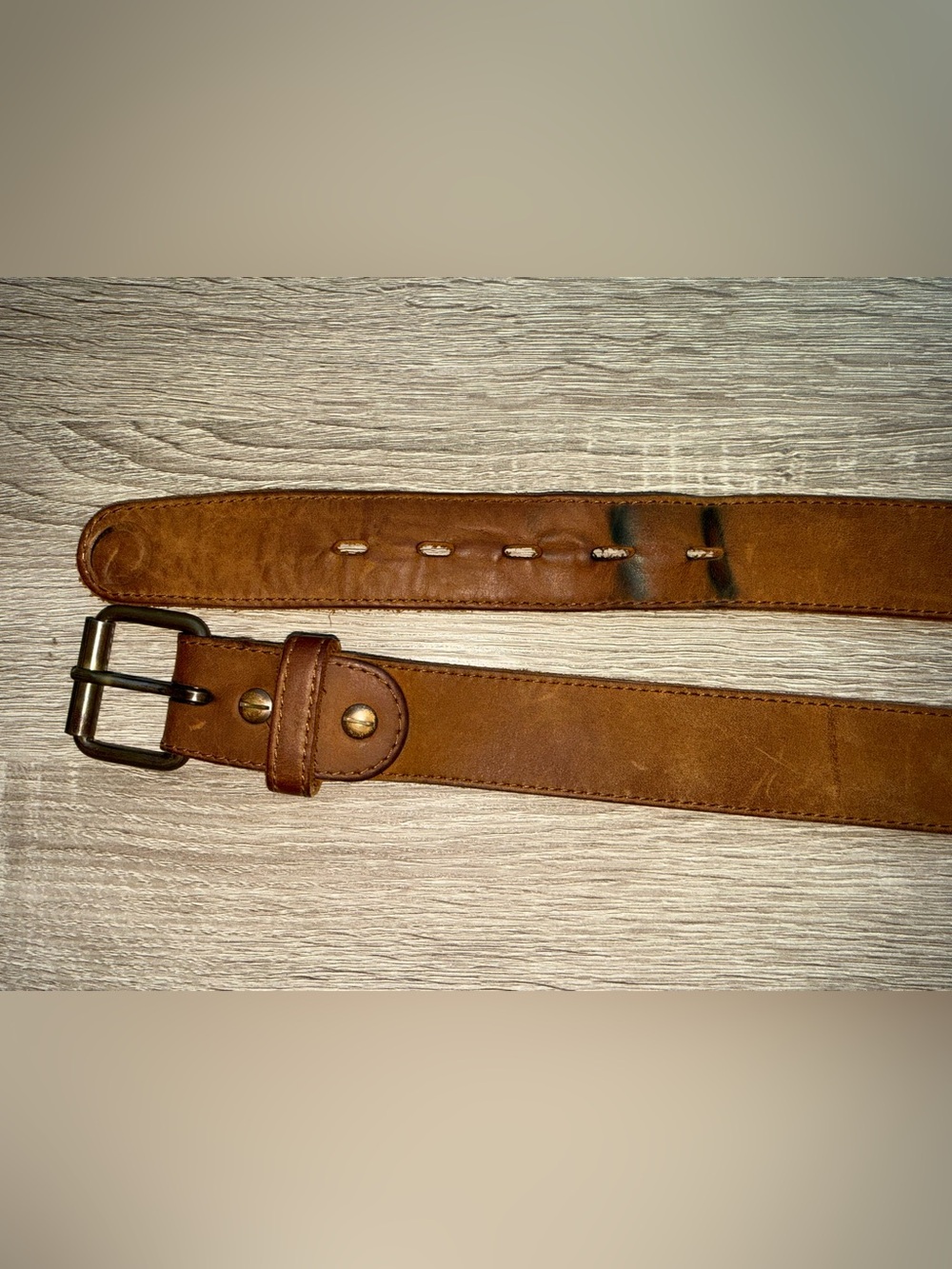 Origin USA Raw Edge Whiskey Brown Full-Grain Leather Belt